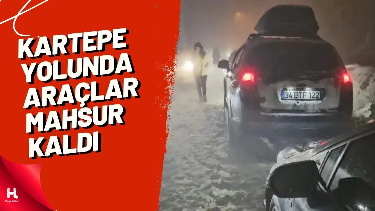 Kartepe Yolunda Araçlar Mahsur Kaldı