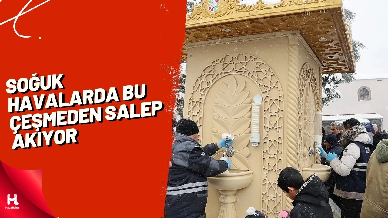 Soğuk havalarda bu çeşmeden salep akıyor