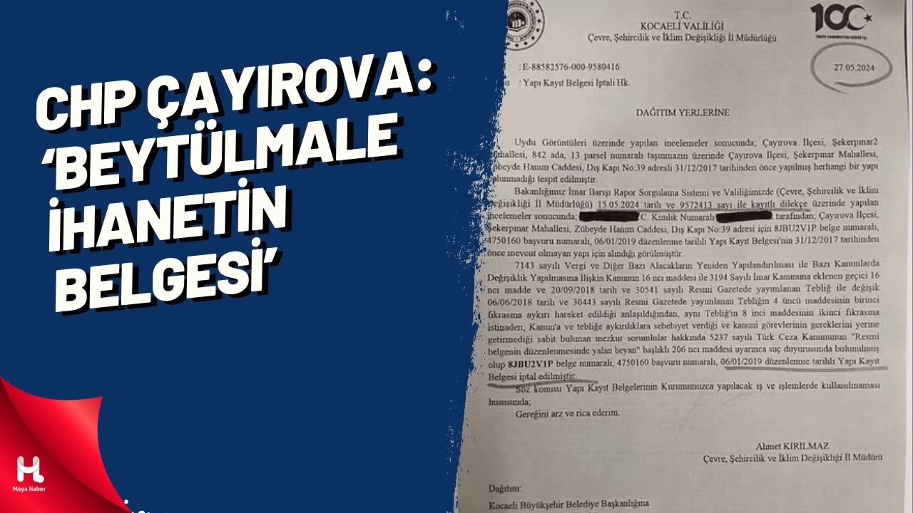 CHP Çayırova: ‘’Beytülmale ihanetin belgesi!’’