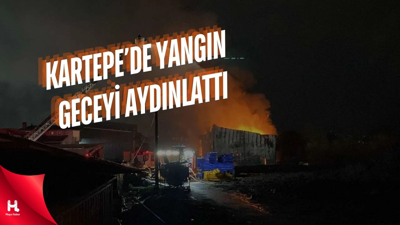 Kartepe’de Çıkan Yangın Geceyi Aydınlattı