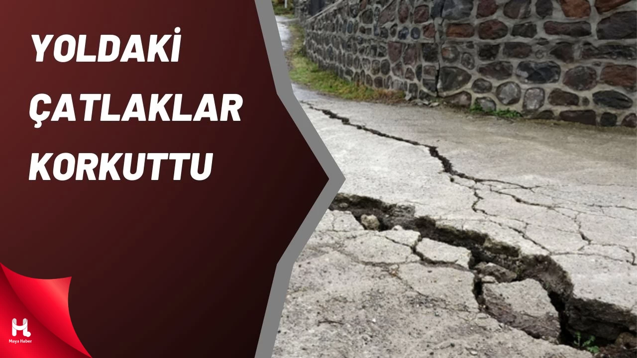 Trabzon'da Beton Yolda Oluşan Derin Çatlaklar Endişelendirdi