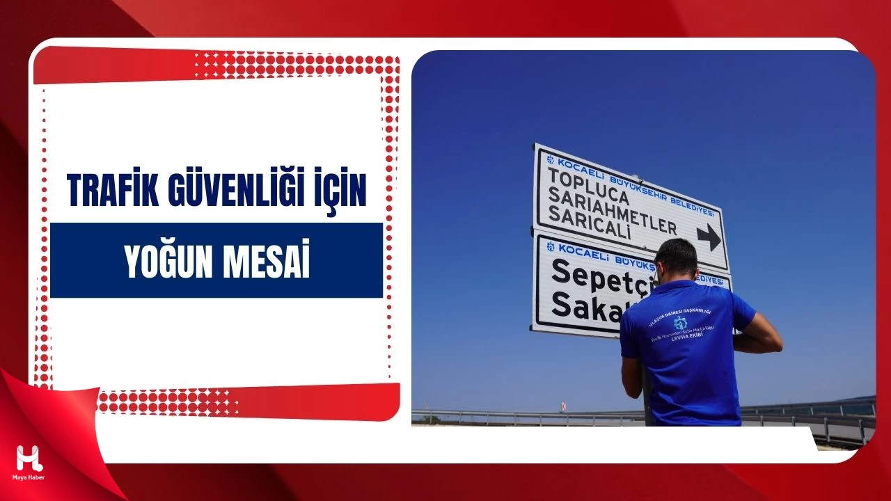 Kocaeli'de Kırsalda Trafik Levhaları Yenileniyor