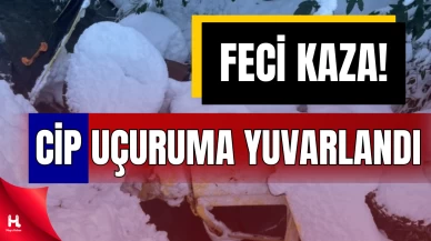 Rize Fındıklı’da Karla Kaplı Yolda Cip Dereye Yuvarlandı!