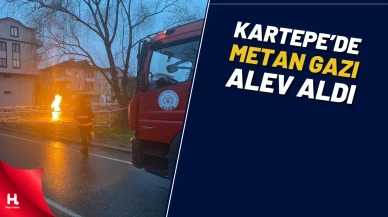 Yer altından çıkan metan gazı alev aldı
