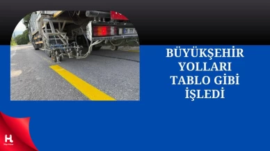Büyükşehir Yollarda Çizgi Çalışmalarını Sürdürüyor
