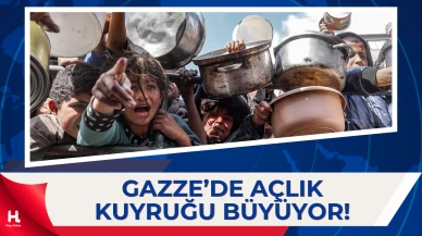 Gazze’de Açlık Kuyruğu: Çocuklar Boş Kaplarla Yemek Bekledi