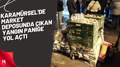 Karamürsel'de market deposunda çıkan yangın paniğe yol açtı