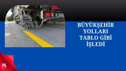 Büyükşehir Yollarda Çizgi Çalışmalarını Sürdürüyor