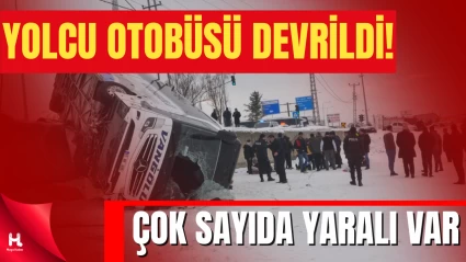 Buzlanma Nedeniyle Kontrolden Çıkan Otobüs Devrildi: 16 Yaralı