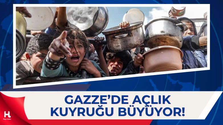 Gazze’de Açlık Kuyruğu: Çocuklar Boş Kaplarla Yemek Bekledi