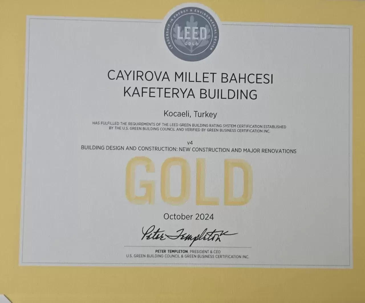 Büyükşehire LEED Gold Sertifikası - En Kocaeli