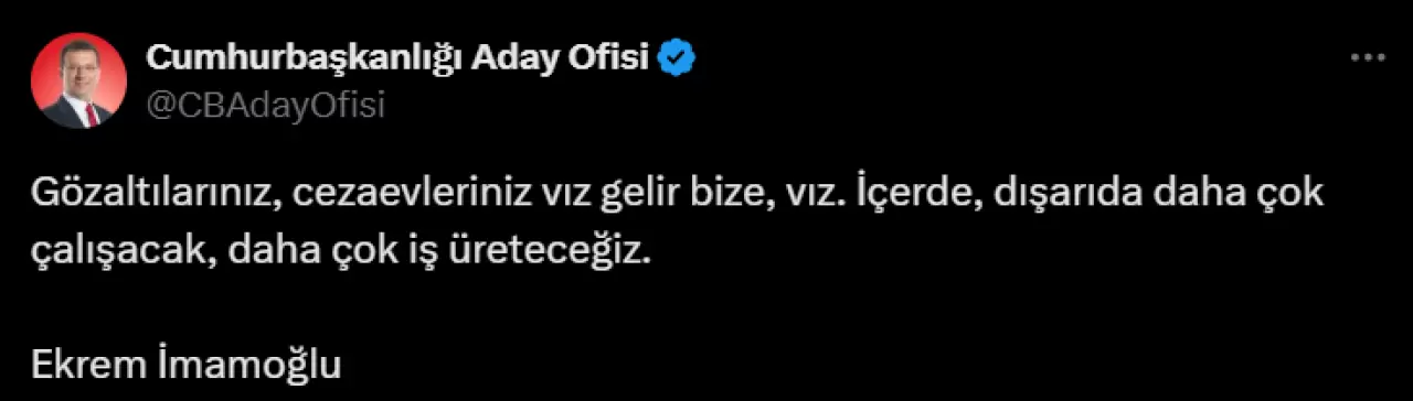 İmamoğlu: Gözaltılarınız, cezaevleriniz bize vız gelir - İz Gazete - İzmir  Haberleri - Son Dakika Haberler
