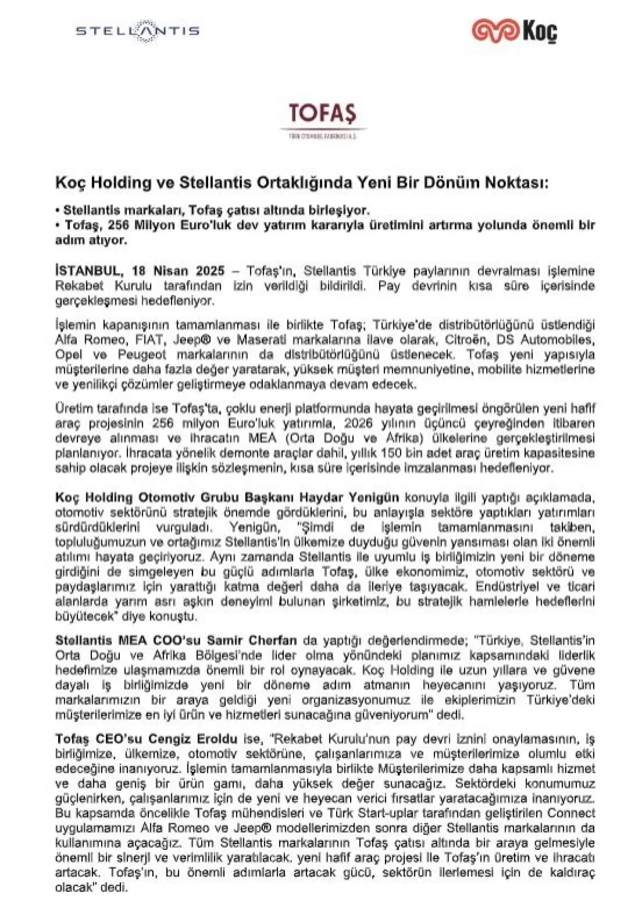 Tofaş'ın 2027'de toplam ihracat hedefi 220 bin‼️ -Koç Ailesi Tofaş yönetiminde olmayacak- Tofaş'ın KAP açıklamasında şu ayrıntılar önemli: 1) Yeni HAFİF ARAÇ, Stellantis markaları (Fiat, Opel… | Emre Özpeynirci