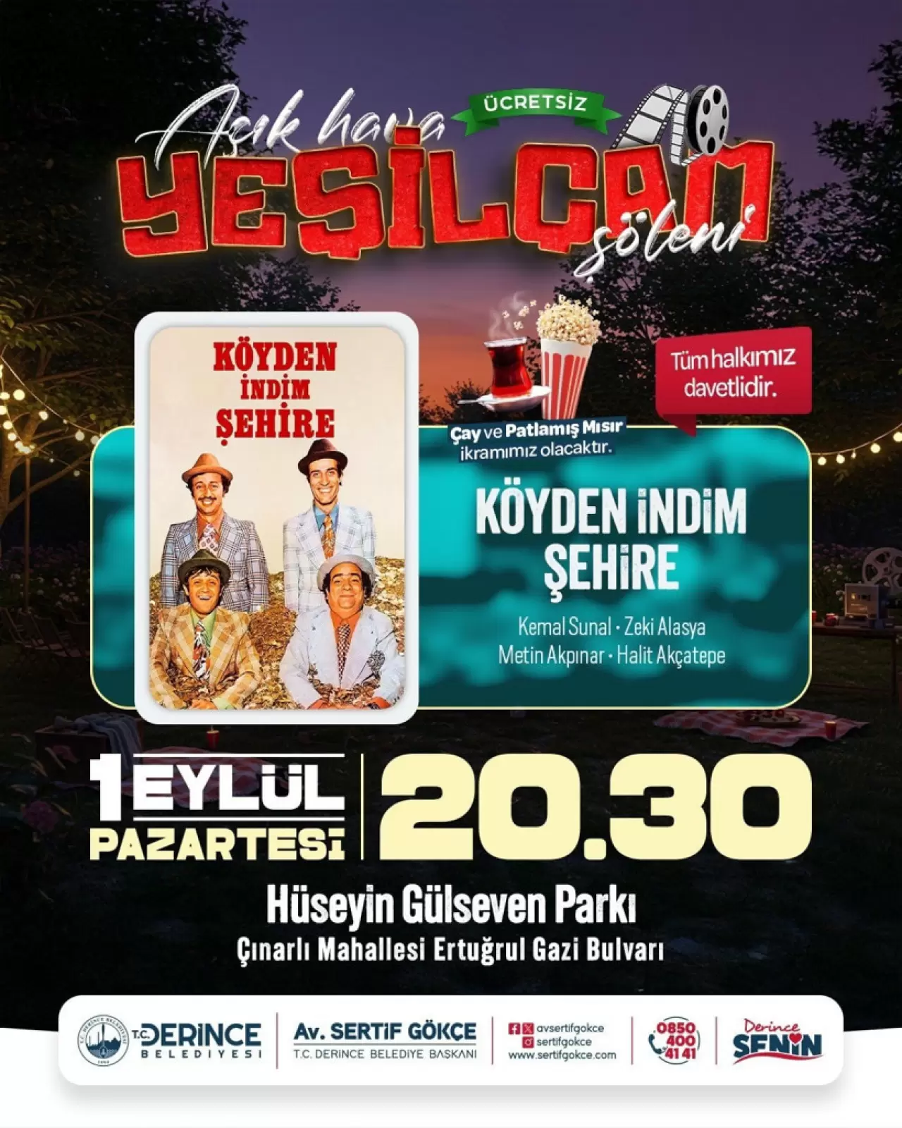 Çay, mısır ve film belediyeden